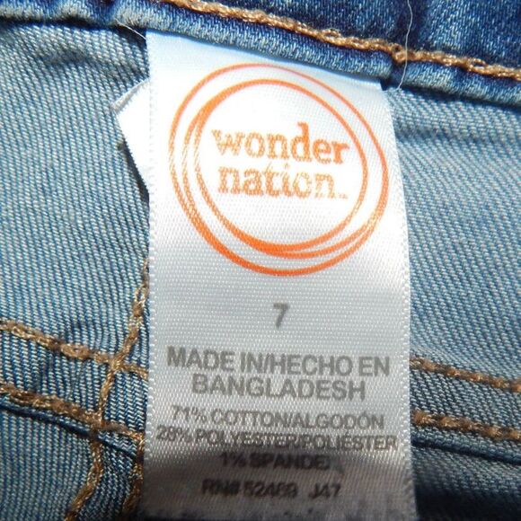 WONDER NATION girls size 7 blue skinny jeans with adjustable waistband tabs - Picture 2 of 5
